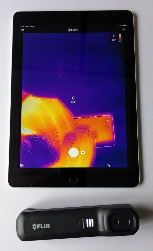 Photo of thermal imaging camera smartphone accessory.